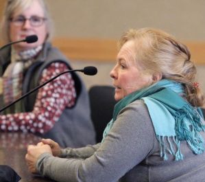 Bonnie Martinell, an organic farmer from the Silvertip area, testifying before the BOGC. Billings Gazette photo