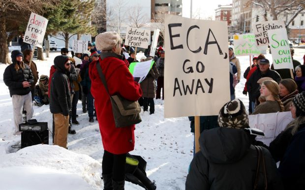 Protest in front of the Montana Board of Oil and Gas Conservation.