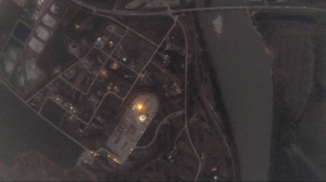 photo of a flared well in the Bakken, shot from a high altitude balloon. Courtesy of Skytruth. Click to enlarge.