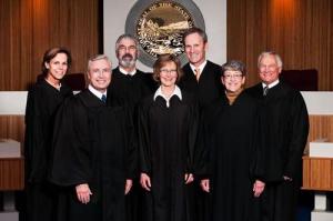 The Montana Supreme Court. Mike Wheat is on the right.
