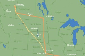 The proposed path of the Keystone XL Pipeline. Click to enlarge. 