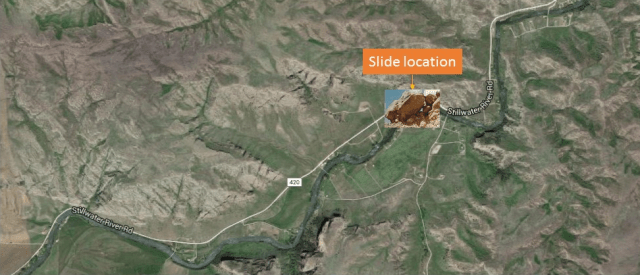 Location of rockslide on Stillwater River Road. Click to see on Google Maps