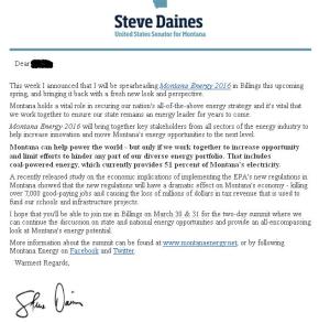 The letter from Steve Daines. Click to read.